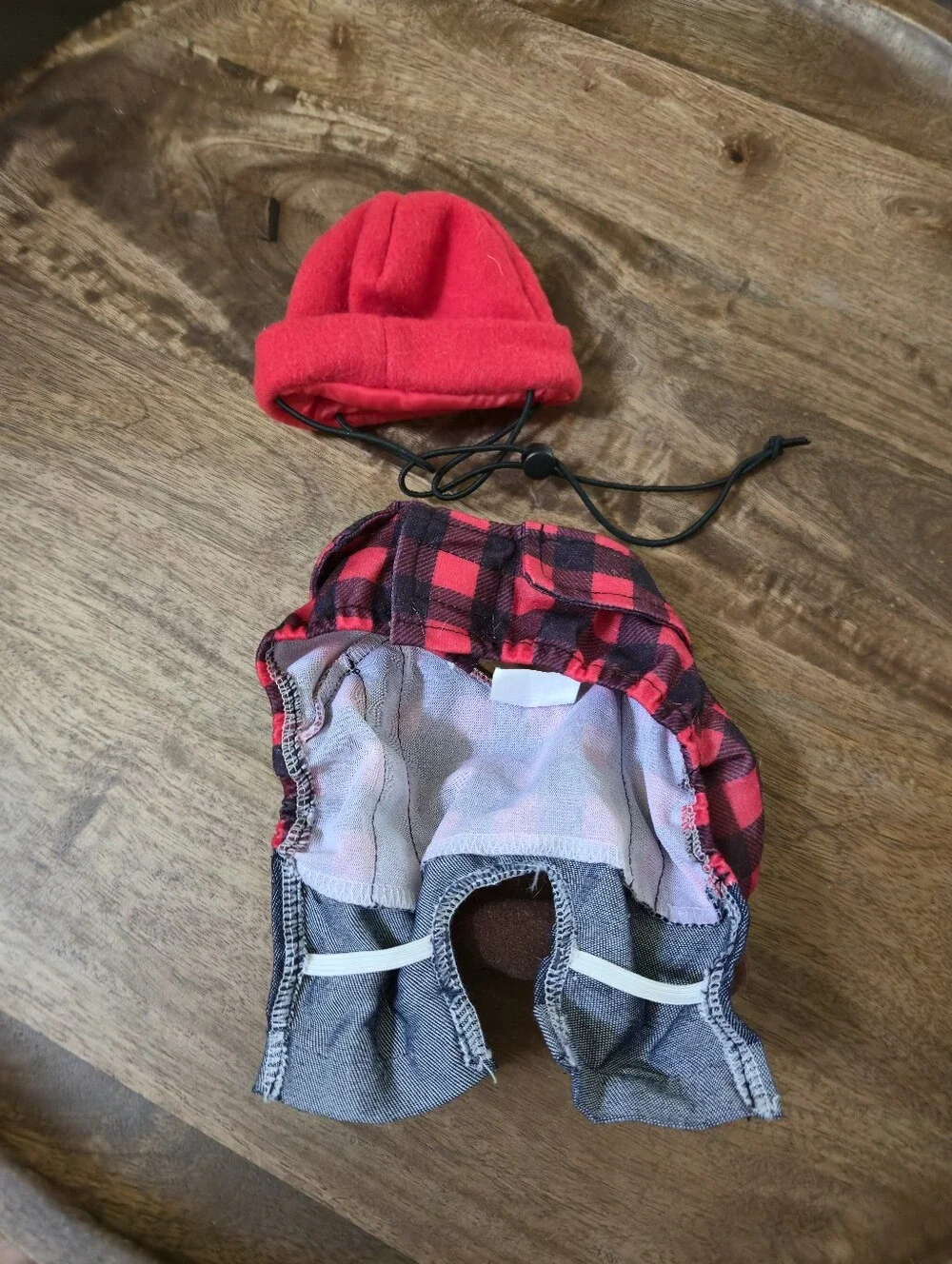 Red & Black Buffalo Plaid Lumberjack Doll Outfit with Red Beanie